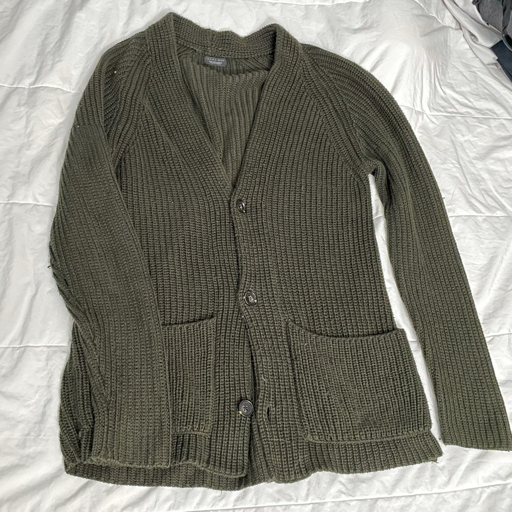 Zara Man Long Cardigan - Olive